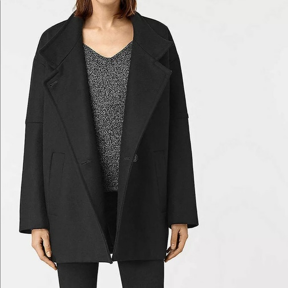 All Saints Jackets & Blazers - All Saints Black Nesi Meade Wool Coat